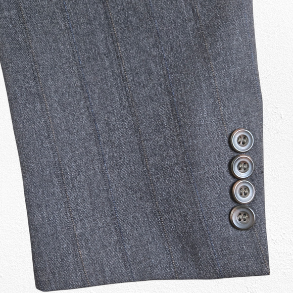 Vintage 80s Geoffrey Beene Gray Wool Pinstripe Suit USA Made Blazer Set Size 40R - Picture 5 of 12